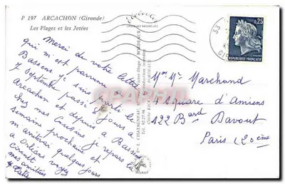 Arcachon — Plaże i przylądki — Wydawca Elcée, n° P 197 — Rewers