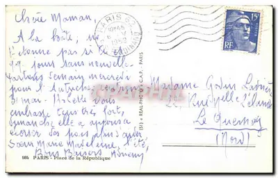 Place de la République — Paryż — wydawca Cap — Rewers