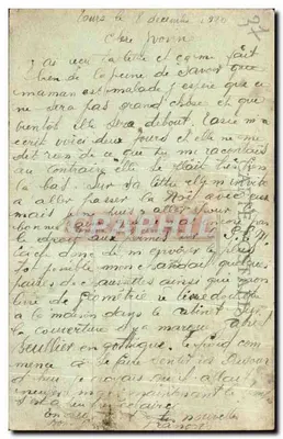 Stara pocztówka Tours Folklore Coiffe Femme — Rewers