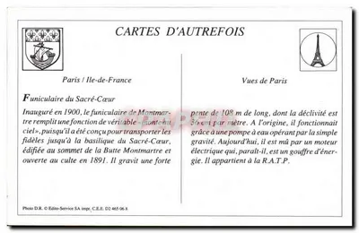 París — El Teleférico del Sacré-Cœur — LL. — Editor LL, n° 484 — Reverso