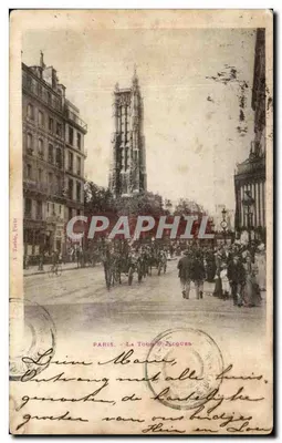 Bilhete postal antigo Paris La Tour Saint Jacques