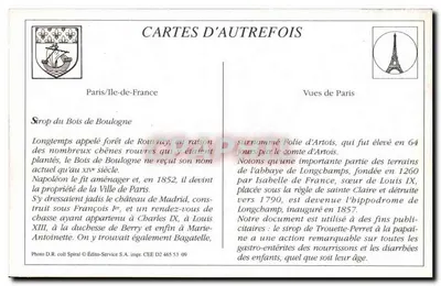 París - Bois de Boulogne - Allée de Longchamp — El jarabe de Trouette-Perret, a la papaina, cura rápidamente las afecciones gastrointestinales de la infancia. — Reverso