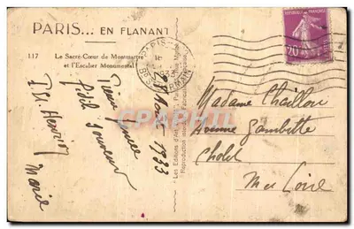 El Sagrado Corazón de Montmartre — vista panorámica — Las Ediciones de Arte Montmartre, n°117 — Reverso
