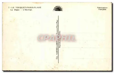 Le Touquet-Paris-Plage — Die Digue - Die Uhr — Éd. Nabord-Leroy — Rückseite