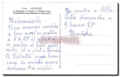 Lourdes — Pamiątka z Lourdes — Wydawnictwo P. Dubost, Lourdes — Rewers