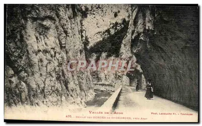 Vale do Aude — Desfiladeiro das Gorges de St-Georges, perto de Axat — Fot. Labouche Fr. - Toulouse, n° 470