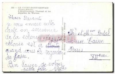 Le Fayet-Saint-Gervais — O Estabelecimento Termal e as Agulhas de Warens — Edições Vouchet, Annecy — Verso