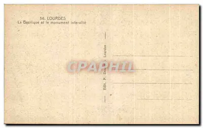 Lourdes — La Basílica y el monumento interaliado — P. Douet — Reverso