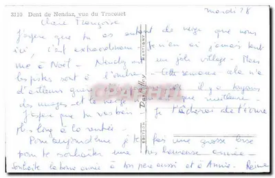 Dent de Nendaz, view from Tracouet — Dent de Nendaz, view from Tracouet — Publisher Martigny, no. 3110 — Back