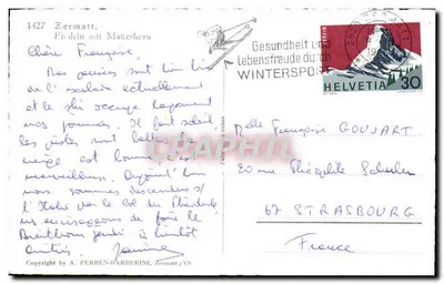 Matterhorn — vista desde Zermatt — editor A. Perren-Barberini — Verso