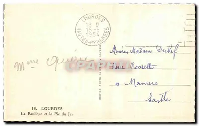 Lourdes — Bazylika i Pic du Jer — Wydawnictwo Photo Quinault, nr 18 — Rewers
