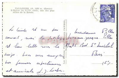 Iglesia de Valloires — siglo XVII — Les Éditions Photographiques JANSOL (Savoie) — Reverso
