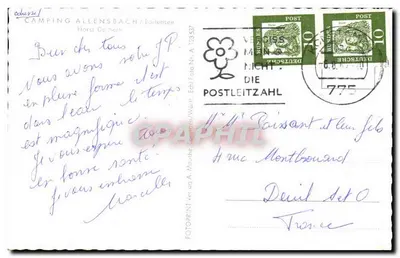 Camping Allensbach/Bodensee — vista lacustre com vela e barco motor — FOTOPRINT Verlag A. Mauller — Verso
