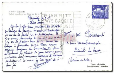 Biarritz - Tramonto sul Rocher de la Vierge — Lavielle, serie P 740 — Verso