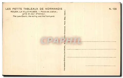 Rouen, Pałac Sądowy — kraty i dziedziniec — wydawca MONA, N. 109 — Rewers