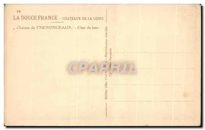 Zamek Chenonceaux — Świeczka księżyca — Wydawnictwo Sztuki YVON, nr 19 — Rewers