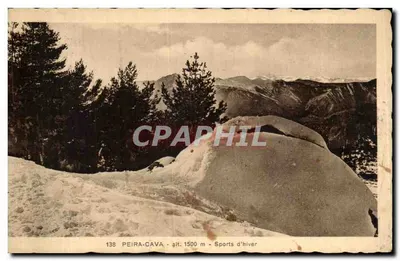 Bilhete postal antigo Esportes de Inverno de Peira Cava