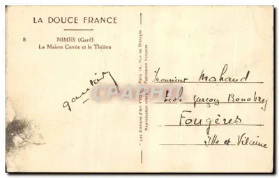 Nîmes — A Casa Quadrada e o Teatro — Edições d'Art VVG, Paris — Verso