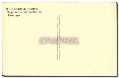 Solemes (Sarthe) — Imprezatywna postać klasztoru — wydawnictwo artystyczne, depozyt i księgarnia, Le Mans (Sarlhe) — Rewers