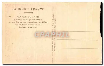 Täler des Tarn — am Ausgang des Cirque des Baumes — Les Éditions d'Art Yvon, Paris — Rückseite