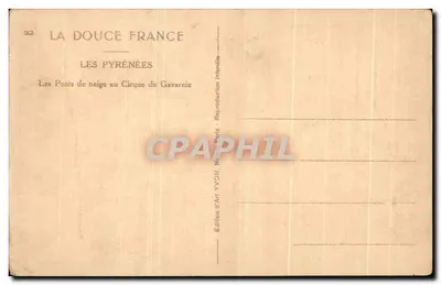 Cirque de Gavarnie — Les Posts de neige — Édition d'Art YVON, Paris — Verso