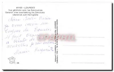 Lourdes — Ogólny widok ku świątyniom — Wydawnictwo P. CHAMBON — Rewers