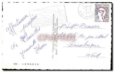 Lourdes — Z Lourdes przynosimy tysiące modlitw i myśli — Compagnie des Arts Photocaniques — Rewers