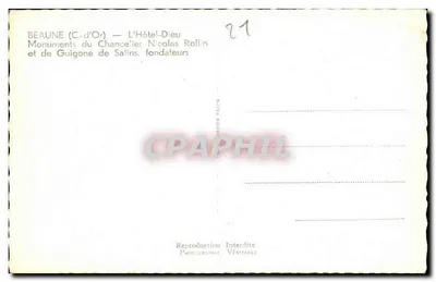 Beaune (C-d'Or) — L'Hôtel-Dieu — Monumentos do Chanceler Nicolas Rollin e de Guigone de Salins, fundadores — Verso