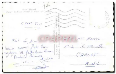 Massif de fleurs devant le Palais des Congrès — Royan — éditeur M. MÉRIAUD — Verso