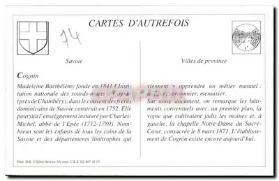Cognin (Savoie) — Estabelecimento dos Surdos e Mudos — Editor C.E.E. n° D2 465 18 19 — Verso