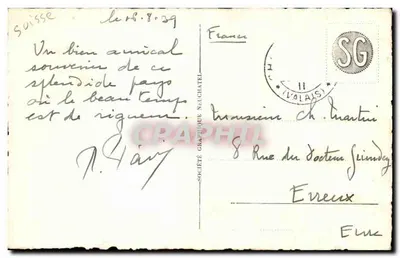 Lac Champex — widok panoramiczny — Grafika Neuchâtel, nr 6108 — Rewers