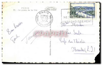 La pointe de la Cité — vue sur la Seine avec ponts et île — Éditions Merichron, Paris — Verso