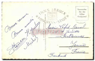 Innsbruck. Triumphtor przeciwko Nordkette. Tyrol — wydawca nieznany, numer serii nieodczytalny — Rewers