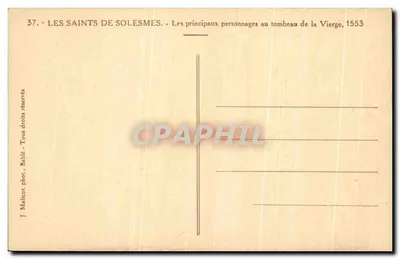 Os santos de Solesmes — Os principais personagens no túmulo da Virgem, 1553 — J. Malicot, fot. Sable — Verso