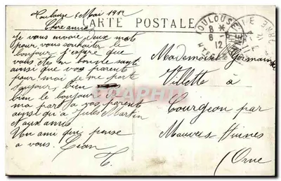 Toulouse — Estação Matabiau — J. Long, Impressor, Toulouse — Verso