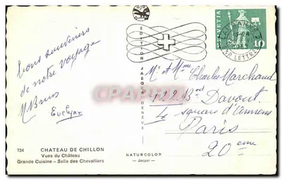 Zamek Chillon — Montreux — Lac Léman — Wydawnictwo Jaeger, n°734 — Rewers