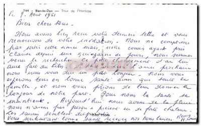 Bar-le-Duc — Torre da Hora — editor Cap, n° 744 — Verso