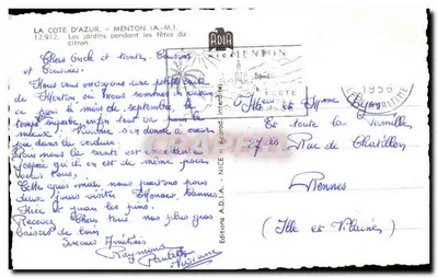 Menton — I giardini durante le feste del limone — Edizioni ADIA — Verso