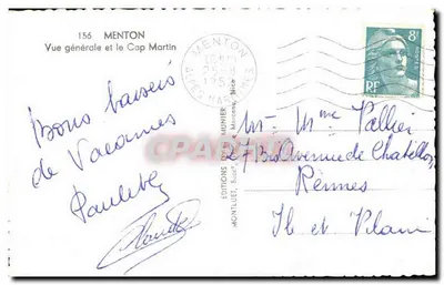 Ogólny widok i Kap Maltin — Menton — Wydawnictwo MONTLUET, n°156 — Rewers