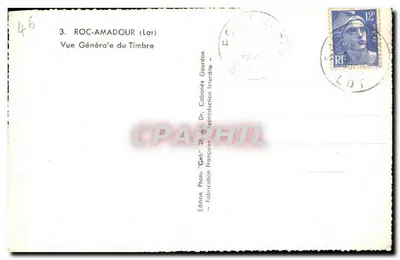 Roc-Amadour (Lot) — Vista general del sello — Edición Dr. Cabanés Gourdon — Reverso