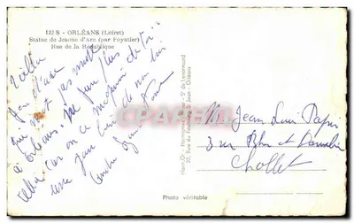 Estátua de Joana d'Arc — Orléans — Harmier — Verso