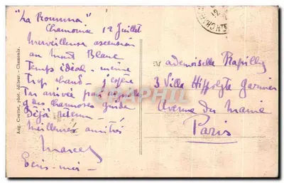 Vallée de Chamonix — Traversée de la Mer de Glace — éditeur Aug. Courtet, n° 327 — Verso