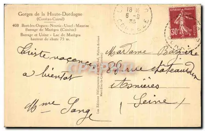 Góry Haute-Dordogne — Przezbrojenie Marèges — wydawca Michéch — Rewers