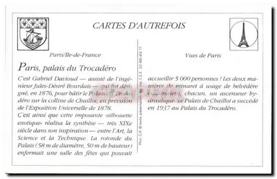 Paryż — Le Trocadéro — L.D. — Cartes d'Autrefois — Rewers
