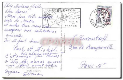 Menton — widok z oliwek — Éditions GILLETIA, n°907 — Rewers