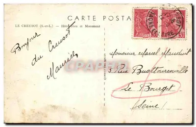Le Creusot (S.-et-L.) — Szpital i Pomnik — wydawca C. Macot — Rewers