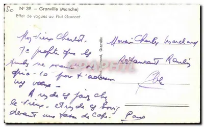 Efeito de ondas no Plat Gousset — Granville (Manche) — Editora: Emma Bernard, n° 39 — Verso