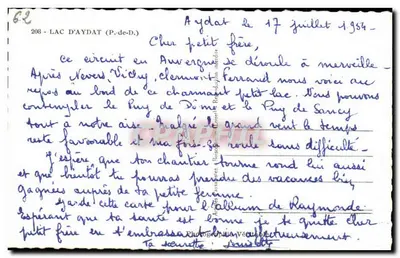 Lago de Aydat — Puy de Sancy — editor Véritable — Verso