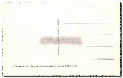 Mosteiro de El Escorial — Facha principal e canto do seminário — editor Deloönima, série 15 — Verso