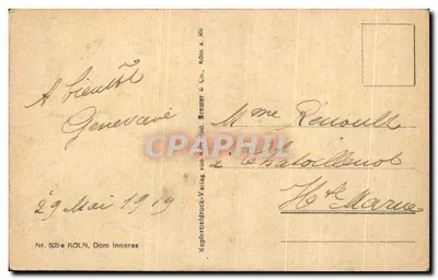 Katedra Kolnii — Wewnętrzny — Kupferstichdruck-Verlag von Rud. Bremer & Co., Koln a. Rh. — Rewers